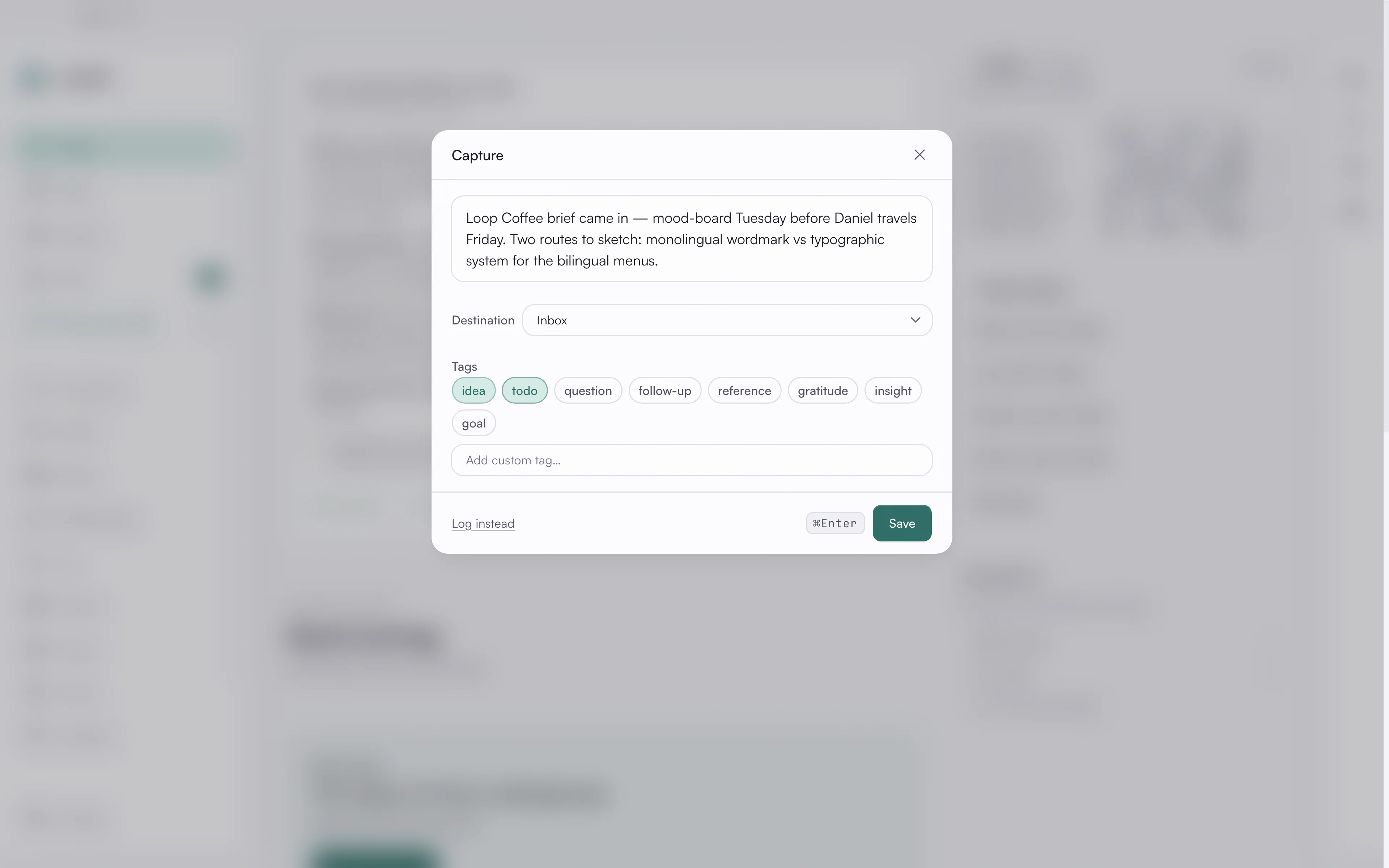 The Capture panel